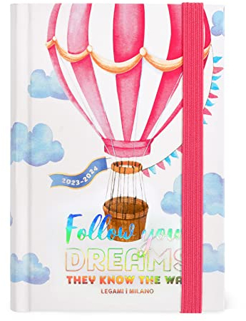 Legami - Agenda Settimanale Fotografica Small con Notebook, 16 Mesi, Settembre 2023 Dicembre 2024,con Spazio per Note sulla destra, 9,5x13,5 cm, Tema Air balloon