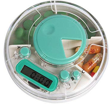 BGSFF Fächer Pill Box Organizer Runde Erinnerung Wöchentlich Pill Organizer mit großer Kapazität Grün