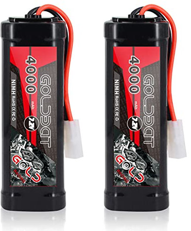 GOLDBAT 4000mAh 7,2V NiMH RC Akku mit Tamiya Anschluss für RC Evader BX Auto Truck Truggy Buggy Tank Car Racing (4000-7.2V-Tamiya-2ack)