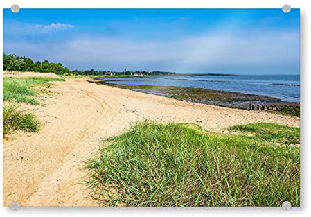 artboxONE Acrylglasbild 45x30 cm Natur Strand am Wattenmeer Bild hinter Acrylglas - Bild amrum Architektur Gras