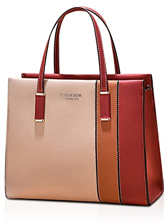 FANDARE Elegante Umhängetaschen Damen Schultertasche Verstellbare Frauen Handtasche PU Leder Wasserdicht Mittelgroß Büro Schule Einkauf Arbeitstasche Reisen Henkeltaschen Rot