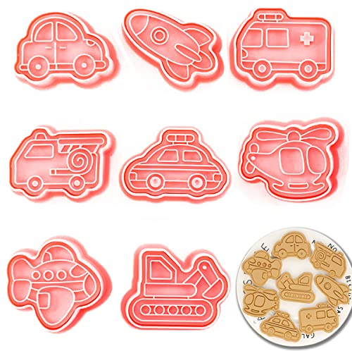 Transport-Ausstechformen-Set, 8 Stück verschiedene Transport Keksausstecher, Weihnachten Ausstecher Lebkuchenmann Weihnachtsmann Rentier (Transport 8pc)