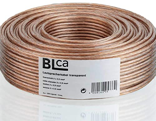 DCSk BLca – 10m - 2 x 2.5mm² - Cable para altavoces – Cable CCA para altavoces, Adecuado parapara receptores, sistemas estéreo, audio y Hifi, Transparente