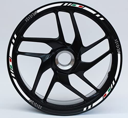 DualColorStampe Confezione Adesivi Set Completo di Cerchi Strisce per Moto per 2 Ruote da 17'' pollici strips Design Sportivo COD.D0062 (Bianco)
