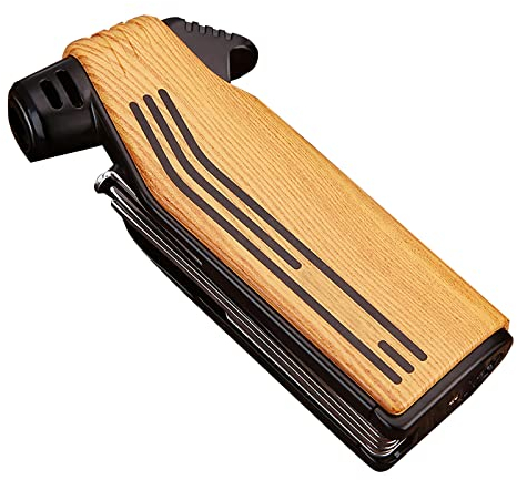 Feuerzeuge Pfeifenfeuerzeug Gas Butan Nachfüllbar Soft Flame mit Pfeifenreiniger Werkzeugen für Pfeifen(ohne Gas),Yellow,92 * 45 * 19mm