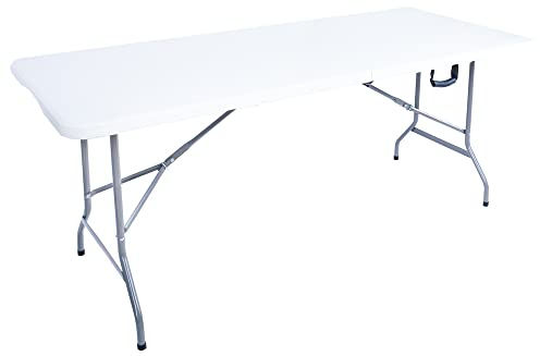 IVOL Klappbarer Gartentisch Weiß - Campingtisch - 180 x 74 cm