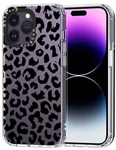 MOSNOVO für iPhone 14 Pro Max Hülle – Durchsichtige, schlanke, stoßfeste TPU+PC-Handyhülle, [6,6 Fuß Fallschutz/Anti-Abziehen] - Schwarzer Leoparden-Print