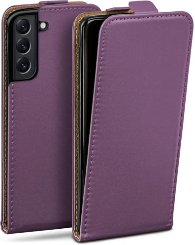 moex Flip Case für Samsung Galaxy S22 Plus Hülle klappbar mit 360 Grad Schutz, Handyhülle mit Displayschutz, PU Leder Handytasche Lederhülle, Flip Case Cover Klapphülle, Lila