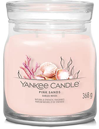 Yankee Candle Signature Scented Candle | Pink Sands Medium Jar Candle with Double Wicks | Soy Wax Blend Long Burning Candle | Perfect Gifts for Women