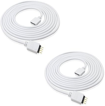 iYueMps LED Strip Verlängerung Kabel,2 Stück 3m LED Kable Verlängerung Anschluss Kabel für 3528 5050 2835 RGB LED Strip Led Streifen 4 pin DIY Zubehör(Weiß)