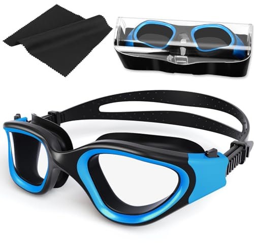 HotSrace Lunettes de natation à verres polarisés, Lunettes natation Lunettes Plongée Lunettes Piscine Anti buée Anti UV Vision Nette pour Homme Femme Unisex Adultes Adolescents