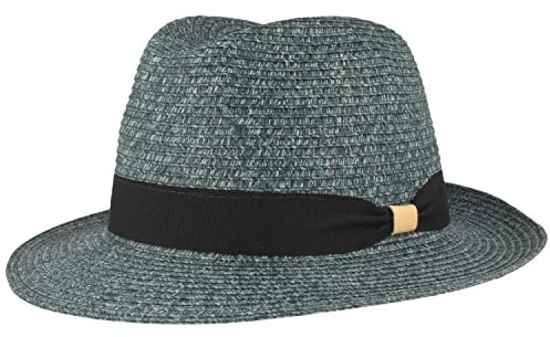 Chapeau de paille Bogarthut d'été Chapeau de soleil 100 % papier écrasable Particulièrement léger, flexible, doux pour la peau confortable, Jean chiné neuf, XXL