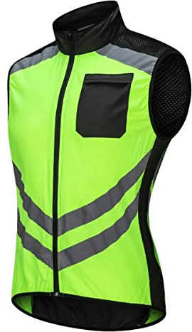 Jarade Gilet Velo Reflechissant Homme Veste Sans Manche Ete Gilet Haute Visibilité Cycliste Gilet Sport avec Poche Gilet de Course Respirant VTT Vélo Gilet
