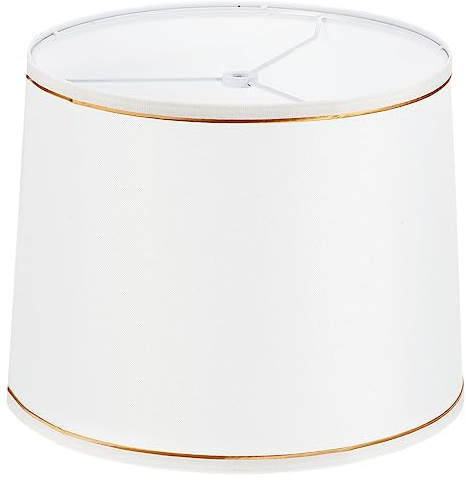 PATIKIL Abat-jour tambour pour lampes de table, 29 cm de haut x 32 cm de bas x 24,9 cm de haut – Abat-jour moyen en lin à assemblage facile pour lampes de table, lampadaire sur pied, blanc