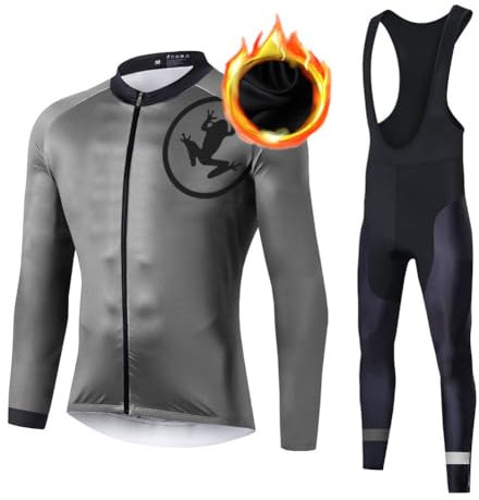 UGLY FROG Magliette da Ciclismo da Uomo Invernale in Pile Completo Maglia Tuta Bicicletta Termico Bib Pantaloni Imbottiti con 20D Gel Traspirante Sportivo