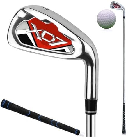 Achieve Greater Distance and Control with our No. 7 Iron Golf Club - Designed for Right Handed Players, Ideal for Beginners +1 Golf Balls (Red,Steel(Men))