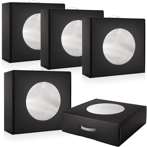 Panama-Fedora-Cowboyhut-Box mit breiter Krempe, zum Verschenken und Reisen, Schrank-Organizer mit Sichtfenster zur Aufbewahrung, tragbar, schwarz, große Größe 46 x 41,9 x 16 cm, Geschenkidee (5 Stück)