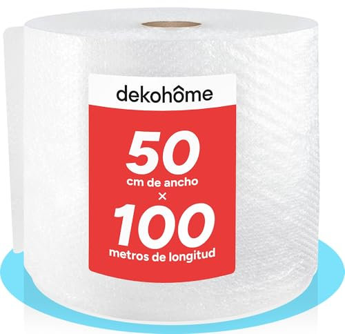 Dekohome Rouleau de papier bulle en plastique 50 cm (A) et 100 m (L). Papier bulle parfait pour la protection des objets fragiles, déménagements, emballages et envois