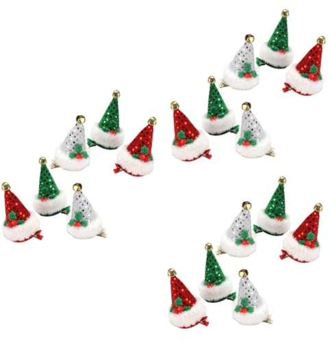 minkissy Weihnachts Spangen 18 Stk Haarnadel Zu Weihnachten Süßigkeitentasche Fräulein Karikatur Weihnachtsmützen Haarspange