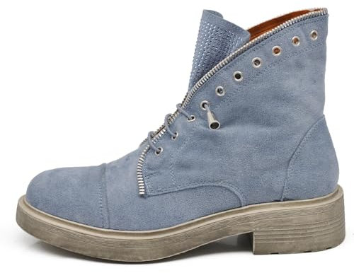 IF Fashion Stivaletti Stivali Anfibi Scarpe da Donna Lacci Elasticizzati Strass MP362-1 Blu jeans 40