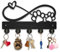 MAYJOYDIY Porte-manteau mural en bois avec motif empreintes de pattes et cœurs - 30 x 18,3 cm - 5 crochets en alliage - Noir - Pour entrée, maison
