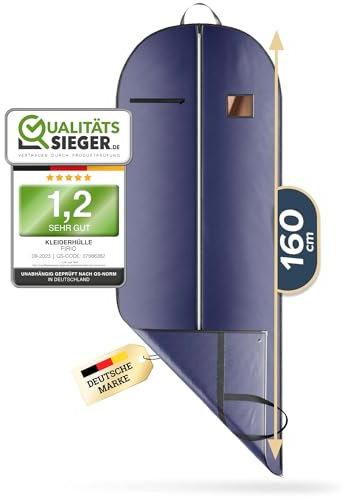FiRiO® 1 x Premium Kleidersack lang 160 cm - 50% DICKERES MATERIAL - Faltbare Kleidersack Reisetasche für Mantel, Jacke & Co- Business Anzugtasche - Atmungsaktive Kleidersäcke für Reise & Aufbewahrung