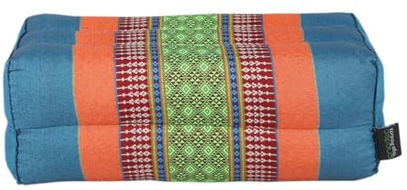 ANADEO YogaProducts Standard - Cuscino Zafu Yoga e Meditazione Standard - Kapok 100% Naturale ad Alta densità - Comfort e fermezza - Stabilità del Sedile - Blu Arancione - X1
