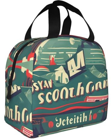 HJLUUFT Bolsa de almuerzo portátil con diseño retro escocés, bolsa térmica para lonchera Bento, ideal para adultos y niños pequeños