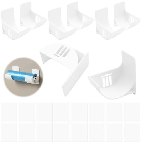 NVGFTG 4 Paare Alufolie Halterung Wandmontierter Müllbeutelhalter Organizer Küchen Selbstklebend Schranktür MüLlbeutelhalter für Speisekammer Küche Garage Badezimmer (Weiß)