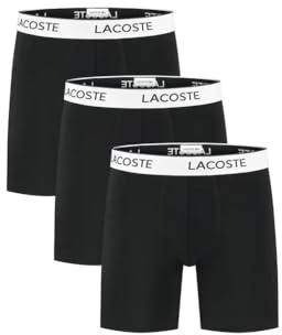 Lacoste Herren Brief Boxershorts (3-Pack) - 6H9021, Farbe:schwarz/weiß, Textil:M