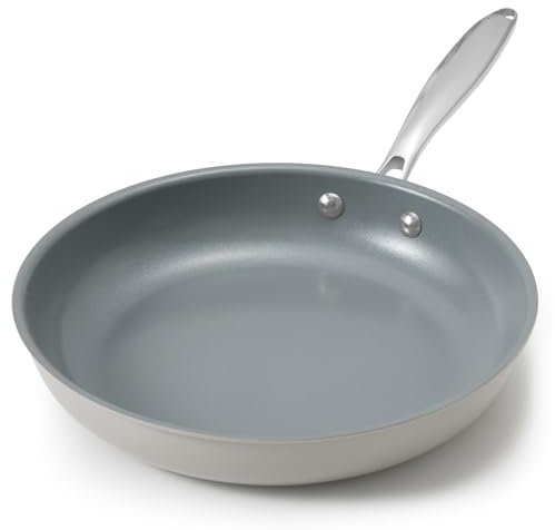 BLAZANT Bratpfanne 24cm, Pfanne 24 cm Induktion, Antihaft Bratpfanne für alle Herdarten (inklusive Induktion), Keramikpfanne ohne PTFE/PFOA, mit Gussstahlgriff, Grau