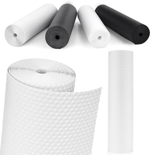 MooiFun Protector Cajones Cocina EVA Plastico, Antideslizante Forro de Cajón Estera del Refrigerador Estantes el gabinete Estera No Adhesiva Reutilizable Impermeable (Blanco/30cm x 305cm)