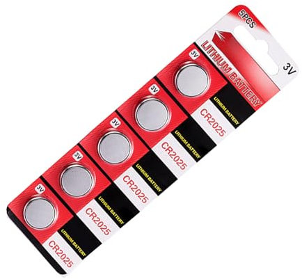 ROY Pack Of 10pc/5pc CR2025 3V Lithium Coin Cell Batteries, High Capacity Long Last CR2025 Button Cells 20mm Diameter Cell Button Button battery