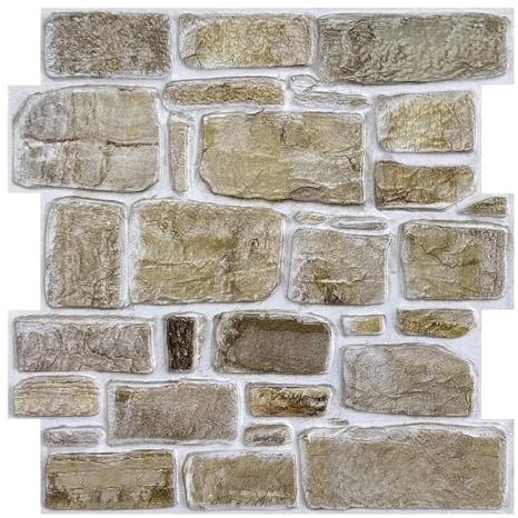 Commomy 10 Pcs Faux Stone 3D Wall Panels Peel and Stick - 11.8 x 11.8 Stone Panels for Wall 3D Brick Wallpaper Peel and Stick Self-Adhesive Tiles for Kitchen, Bedroom, Living Room, TV Background, RV