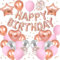 DazzJoy Happy Birthday Ballon Rosagold Rosa Set, Geburtstagsdeko Rosagold Rosa Ballons, Helium Luftballons Geburtstag Deko, Happy Birthday Luftballon für Kindergeburtstag Deko Mädchen, Frau Deko