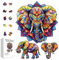 GLOBLELAND 200 Stück Mandala Elefant Puzzle Aus Holz Für Kleinkinder Die Tier Elefanten Puzzles Lernen. Bunte Einzigartig Geformte Puzzles. Geburtstagsgeschenke Für Das Lernen Im Vorschulalter.