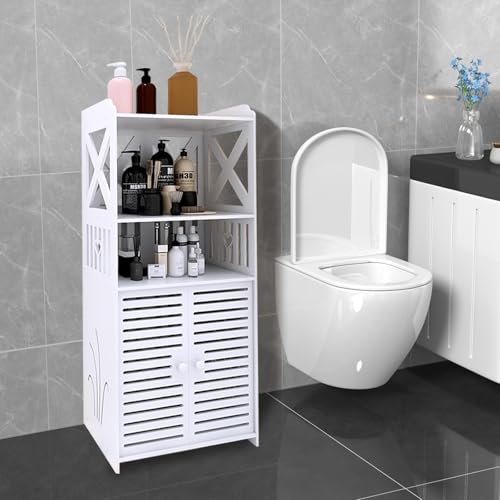 XUANYU Meuble sur Pieds de Salle de Bain, Meuble Colonne de Toilettes, Porte-Papier pour Toilette, Petit Rangement Armoire de Toilette/Salle de Bain/Salon (Blanc 40 * 25 * 90 cm)