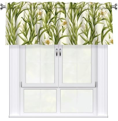 YYHWHJDE Kurze Vorhänge mit Volantstange, 137,2 x 45,7 cm, frische grüne Pflanzen, Drucke für Küche, Bad, Schlafzimmer, Studio, passend für die meisten Standard- oder dekorativen Gardinenstangen