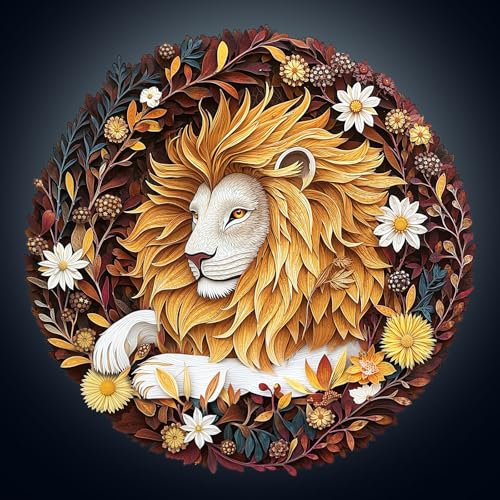 Wooden Puzzles for Adults, 270pcs Wood Forest Dreamers-Lion Puzzle, Unique Animal Shape Puzzles with Wood Box, 34 * 34cm Wooden Puzzle for Family Game and Birthday Gifts for Friend