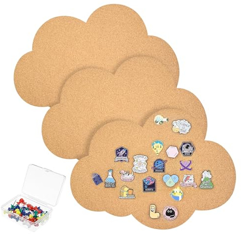 Whemyreat 3 Stück Wolke pinnwand kork ohne rahmen,Wandmontierte Korktafel Korkwand DIY,Selbstklebend Korkplatte Decor mit Pushpins,für Foto Hängen,Heimdekoration und Büro Memorandum,22 * 30cm
