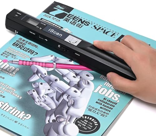 LNKH09 Scanner portable de documents A4 avec carte mémoire de 16 Go, connexion USB pour ordinateur, noir