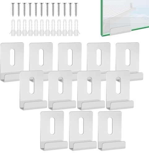 12 Stück Spiegelhalterung Wand, Spiegelbefestigung Zubehör U Winkel Halterung mit Schrauben für Bad Zimmer Spiegel, 5-6mm