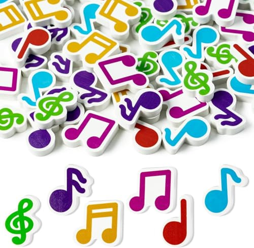 A1DIEE 60pcs Musik Mini Radiergummi für Kinder Masse - Musiknotiz Gummi | Bleistift Radiergummi Neuheit 3D Schreibtisch Puzzle Musik Thema Geburtstagsfeier Gunsten Füller Kinder zurück Geschenke