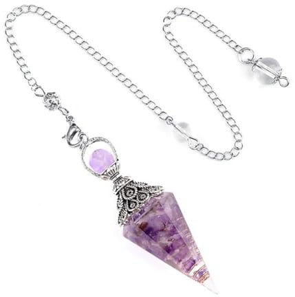 JYNXOR Pendule Divinatoire, Pendule De Thot, Pierre De Guérison, Améthyste En Résine, Cristal Naturel,Pendule Chakra Divinatoire,Pour Reiki Healing Dowsing Scrying Balance Bracelet,Chakras (Hexagonal)