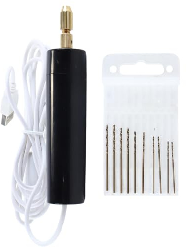 ACOLY Mini taladro manual para manualidades, 5 V, taladro eléctrico portátil (0,7-1,2 mm) con brocas y llave para resina, madera y llaveros.