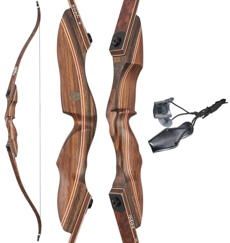 Recurvebogen 60 Zoll Bogenschießen Erwachsene Takedown Recurvebogen Sportbogen Jagdbogen für Erwachsene & Einsteiger Rechtshand 20-60lbs