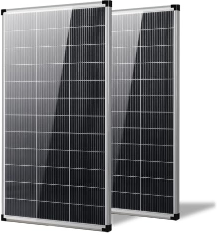 Lot de 2 panneaux solaires de 400 W, 200 W, cellules monocristallines A+ de type N 12 V, 25 %, haute efficacité, 200 W pour toit, camping-car, ferme, remorque, marine, maison, système hors réseau (200