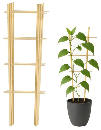 10 Stück Rankgitter Bambus, Rankhilfe Holz für Kletterpflanzen Gurken Tomaten Blumen Tomatenturm - Länge 45 cm (2S, 45 cm)