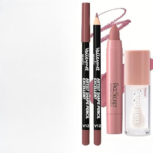 3PCS Lippen Set: Lippenstift & Lipgloss mit Lip Liner für maximalen Glanz und Definition – Langanhaltender, pflegender Farbeffekt mit hoher Pigmentierung für weiche, voluminöse Lippen#C
