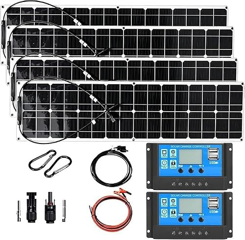 TPTAWF Flexible Solar Panel for RV, 12 Volt Solar Power Panel Kit with 40A Charge Controller & Inverter Monocrystalline Solar Panels for Camping
